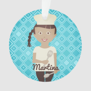 Hispanic meisje chef-kok pet spatel gepersonalisee ornament