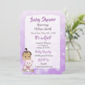 Hispanic meisje met teddybeer baby showier kaart (Staand voorkant)