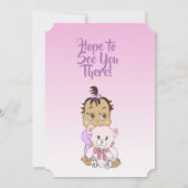 Hispanic-meisje met teddybeer-babyshower kaart (Achterkant)