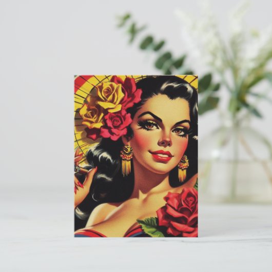  Hispanic Pin-up Briefkaart (Staand voorkant)