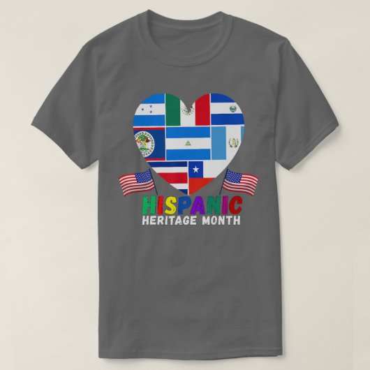 Hispanic Pride Latino US Flag Heart Hispanic Herit T-shirt (Design voorkant)