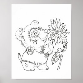 Hispanic volkskunst baby beer kleurplaat poster