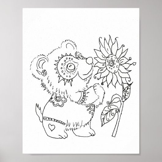 Hispanic volkskunst baby beer kleurplaat poster (Voorkant)