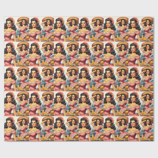  hispanic vrouw illustratie cadeaupapier (Vlak)