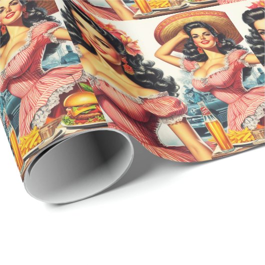  hispanic vrouw illustratie cadeaupapier (Rol Hoek)