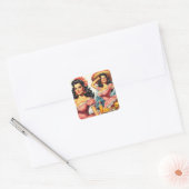  hispanic vrouw illustratie vierkante sticker (Envelop)