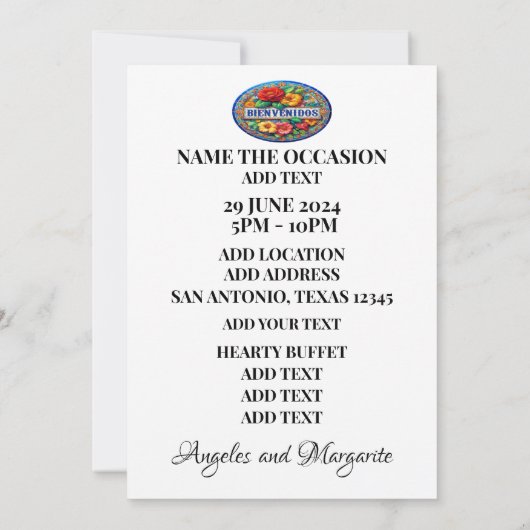 Hispanic Welkom VIP Toegang Kaart (Achterkant)