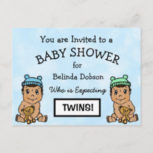 HispanicTwins Baby Shower Invitations Briefkaart