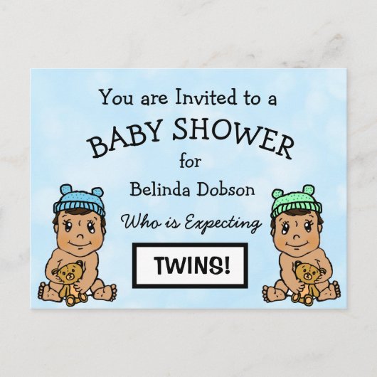 HispanicTwins Baby Shower Invitations Briefkaart (Voorkant)