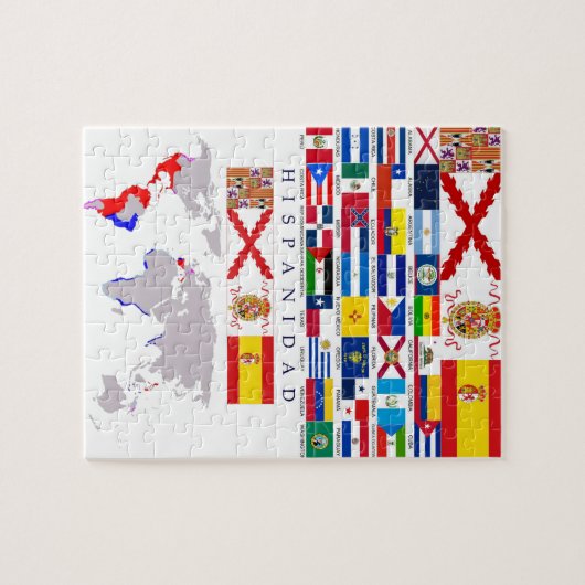 HISPANIDAD orígen con mapa. Puzzle Legpuzzel (Horizontaal)