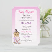 Hispanisch meisje met teddybeer baby shower kaart (Staand voorkant)