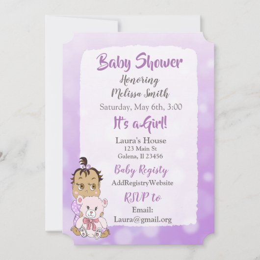 Hispanisch meisje met teddybeer baby showier kaart (Voorkant)