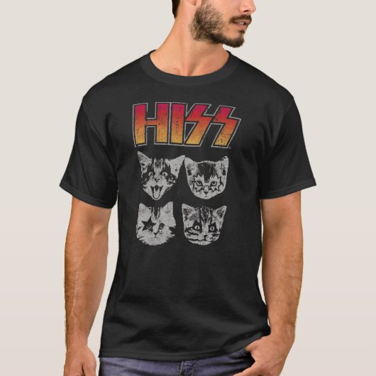 Hiss Cat Funny Cats Kittens Rock Music Cat Lover H T-shirt (Voorkant)