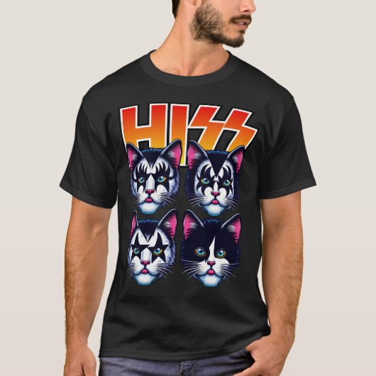Hiss Cats Rock Kittens Rocking Music Cat Lovers T-shirt (Voorkant)