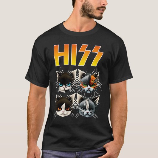 Hiss Cats Rockin Outfit Apparel Rock Music Cat T-shirt (Voorkant)