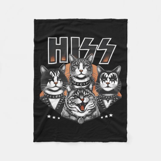 Hiss Funny Cats Kittens Rock Rockin Funny Cat  Fleece Deken (Voorkant)