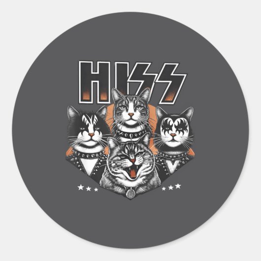 Hiss Funny Cats Kittens Rock Rockin Funny Cat  Ronde Sticker (Voorkant)