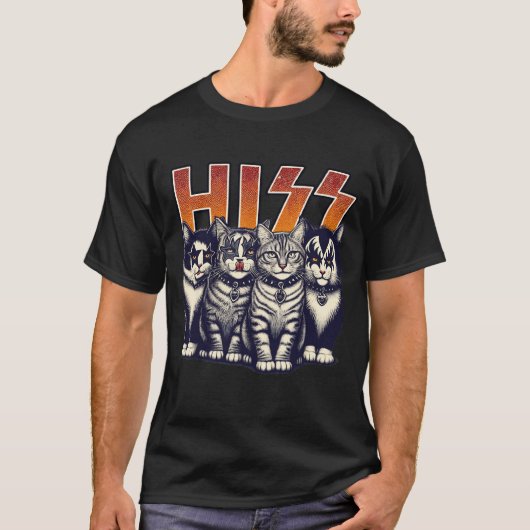Hiss Funny Cats Kittens Rock Rockin Verjaardag T-shirt (Voorkant)