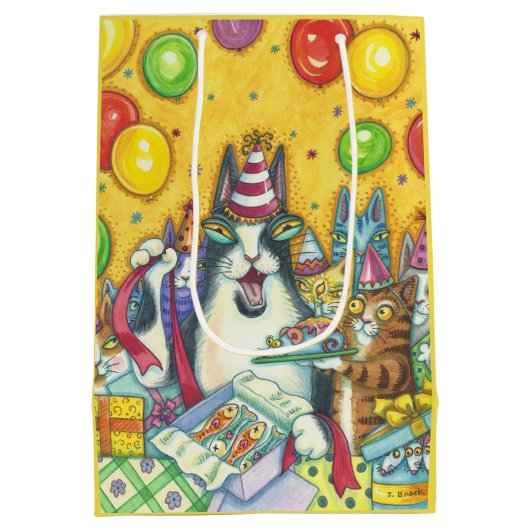 Hiss N' Fitz CAT BIRTHDAY PARTY GIFT BAG Medium Cadeauzakje (Achterkant)