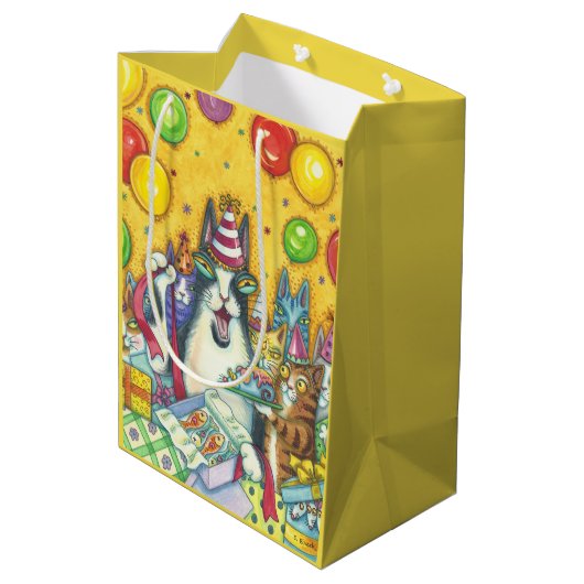 Hiss N' Fitz CAT BIRTHDAY PARTY GIFT BAG Medium Cadeauzakje (Achterkant Gekanteld)