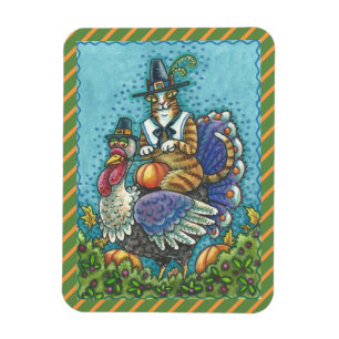 HISS N' FITZ CAT OP THANKSGIVING TURKIJE MAGNET MAGNEET