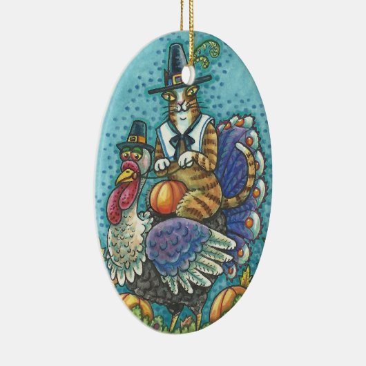 HISS N' FITZ CAT OP THANKSGIVING TURKIJE ORNAMENT (Rechts)