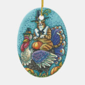 HISS N' FITZ CAT OP THANKSGIVING TURKIJE ORNAMENT (Voorkant)
