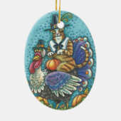 HISS N' FITZ CAT OP THANKSGIVING TURKIJE ORNAMENT (Achterkant)