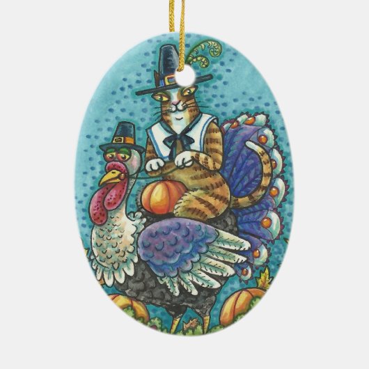 HISS N' FITZ CAT OP THANKSGIVING TURKIJE ORNAMENT (Achterkant)