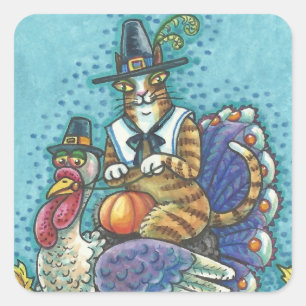 HISS N' FITZ CAT OP THANKSGIVING TURKIJE STICKERS