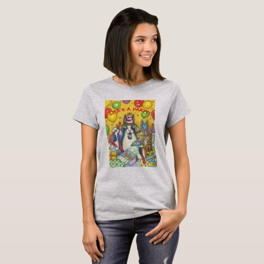 Hiss N' Fitz CAT PARTY BASIC T-SHIRT past aan (Voorkant volledig)
