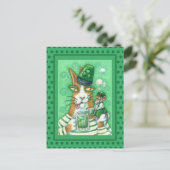 HISS N' FITZ CAT & RAT, CHEERT NAAR GROENE BEER FU FEESTDAGENKAART (Staand voorkant)