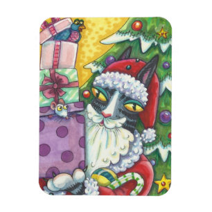 Hiss N' Fitz CAT SANTA CHRISTMAS MAGNET Magneet