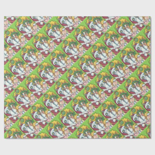 Hiss N' Fitz CAT SANTA CHRISTMAS WRAPPING PAPER Cadeaupapier (Vlak)