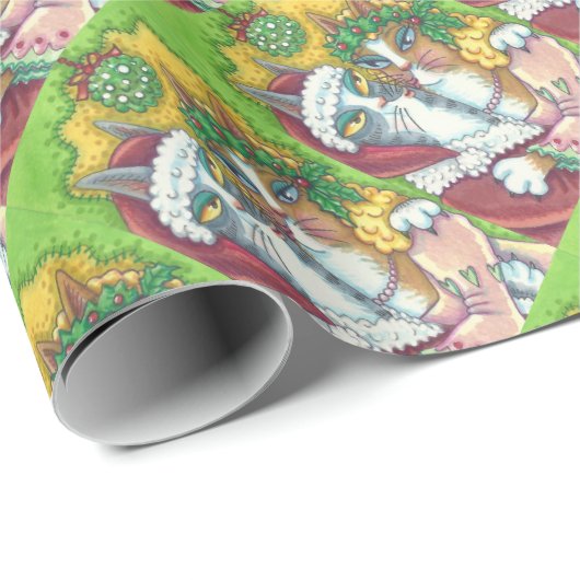 Hiss N' Fitz CAT SANTA CHRISTMAS WRAPPING PAPER Cadeaupapier (Rol Hoek)