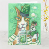 Hiss N' Fitz Cat ST. PATRICK'S DAG KAART Groot (Gele Bloem)