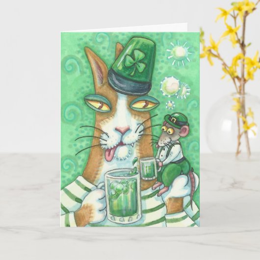 Hiss N' Fitz Cat ST. PATRICK'S DAY NOTE KAART LGE (Gele Bloem)