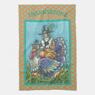 HISS N FITZ CAT, THANKSGIVING TURKEY KITCHEN TOWEL THEEDOEK