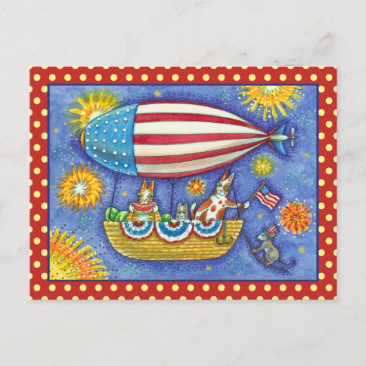 HISS N' FITZ CATS 4TH VAN JULY ZEPPELIN Funny Feestdagenkaart (Voorkant)