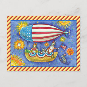 HISS N' FITZ CATS 4TH VAN JULY ZEPPELIN Funny Feestdagenkaart