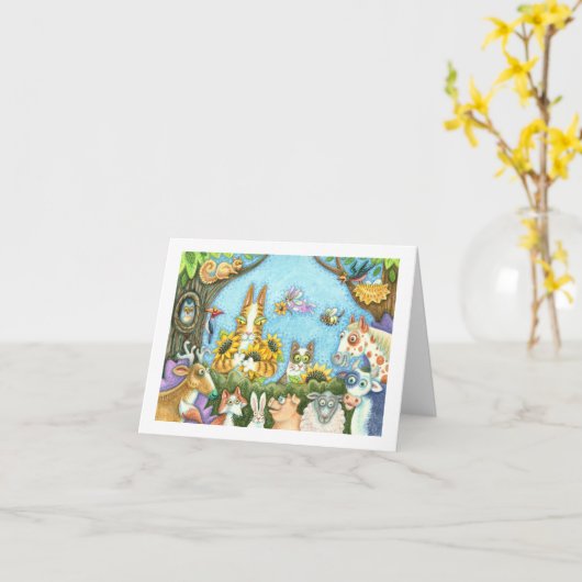 HISS N' FITZ CATS AND MENAGERIE OF FRIENDS, FUNNY KAART (Gele Bloem)