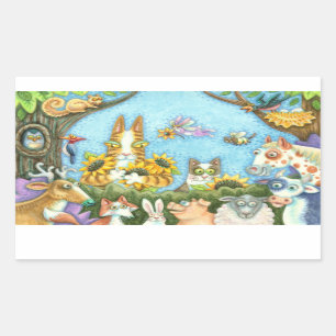 HISS N' FITZ CATS AND MENAGERIE OF FRIENDS, FUNNY RECHTHOEKIGE STICKER