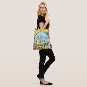 HISS N' FITZ CATS AND MENAGERIE OF FRIENDS, FUNNY TOTE BAG