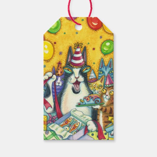 HISS N' FITZ CATS, KITTENS, MICE, FUNNY BIRTHDAY CADEAULABEL (Voorkant)