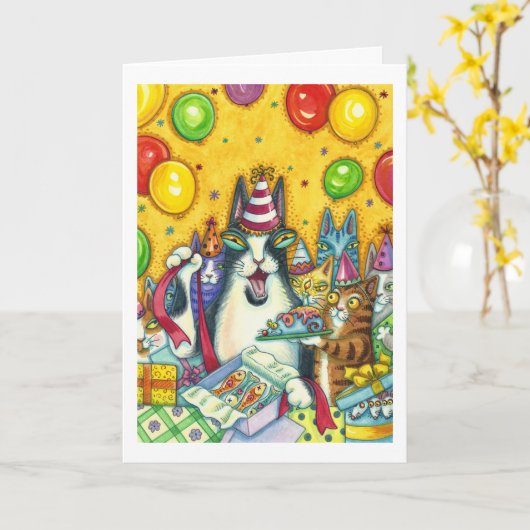 HISS N' FITZ CATS, KITTENS, MICE, FUNNY BIRTHDAY KAART (Gele Bloem)