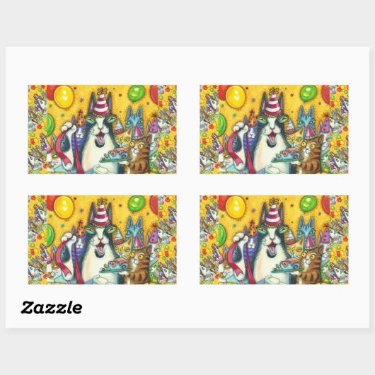 HISS N' FITZ CATS, KITTENS, MICE, FUNNY BIRTHDAY RECHTHOEKIGE STICKER (Vel)