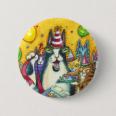 HISS N' FITZ CATS, KITTENS, MICE, FUNNY BIRTHDAY RONDE BUTTON 5,7 CM (Voorkant)