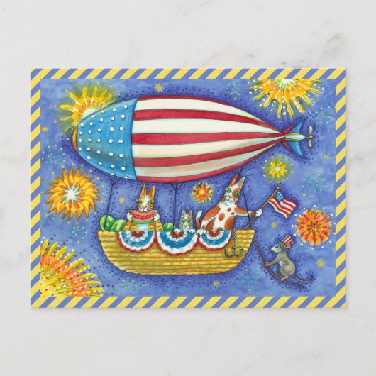 HISS N' FITZ CATS & MOUSE IN 4 JULI ZEPPELIN FEESTDAGENKAART (Voorkant)
