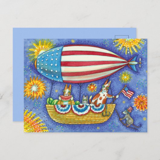 HISS N' FITZ CATS & MOUSE IN 4 JULI ZEPPELIN FEESTDAGENKAART (Voorkant / Achterkant)