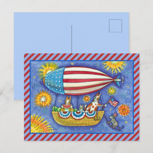 HISS N' FITZ CATS & MOUSE IN 4 JULI ZEPPELIN FEESTDAGENKAART (Voorkant / Achterkant)